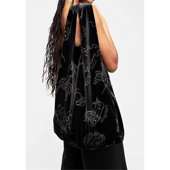 DISTURBIA Zodiac foil print velour tote bag - Picture 3 of 10
